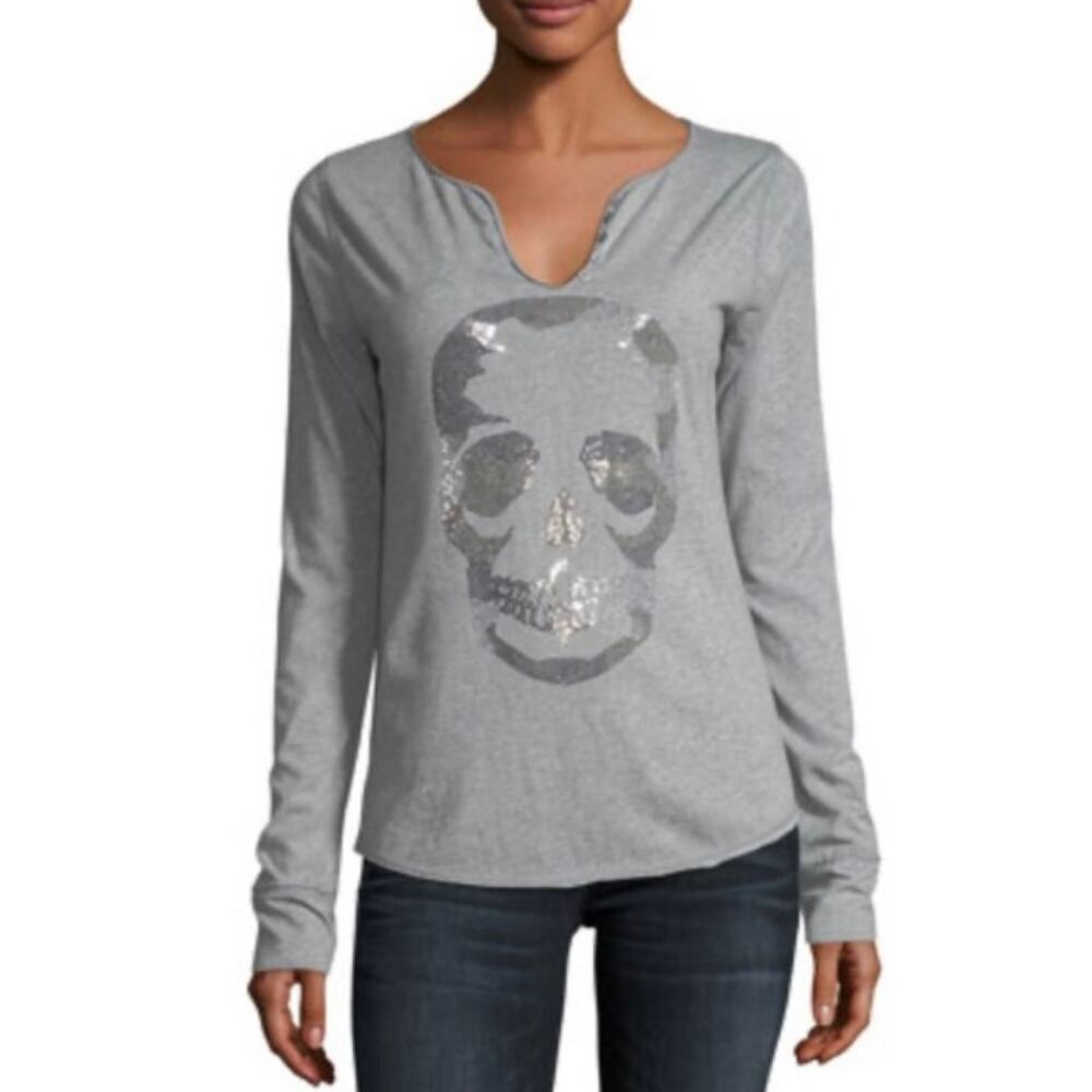 NWT Zadig & Voltaire Tunisien Camo Skull Long Sleeve Top